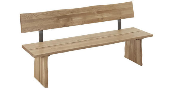 SITZBANK 180/87/46 cm Eichefarben Wildeiche massiv  - Eichefarben, Design, Holz/Metall (180/87/46cm) - Linea Natura