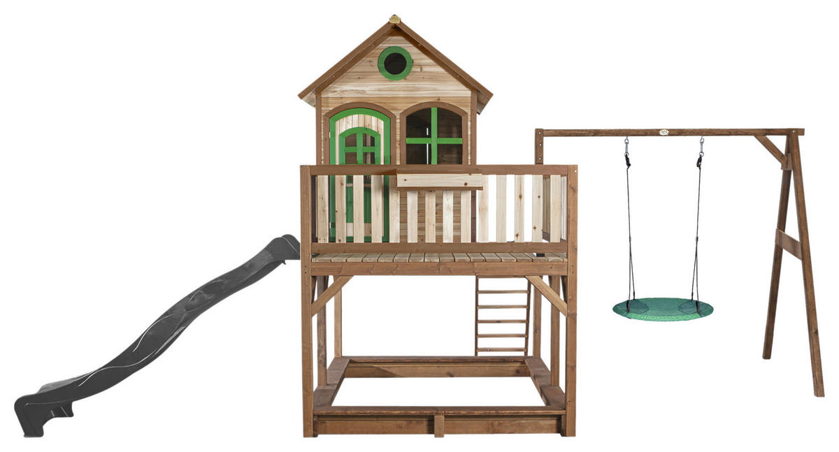 SPIELTURM 613/291/277 cm  - Braun/Grau, Konventionell, Holz (613/291/277cm)
