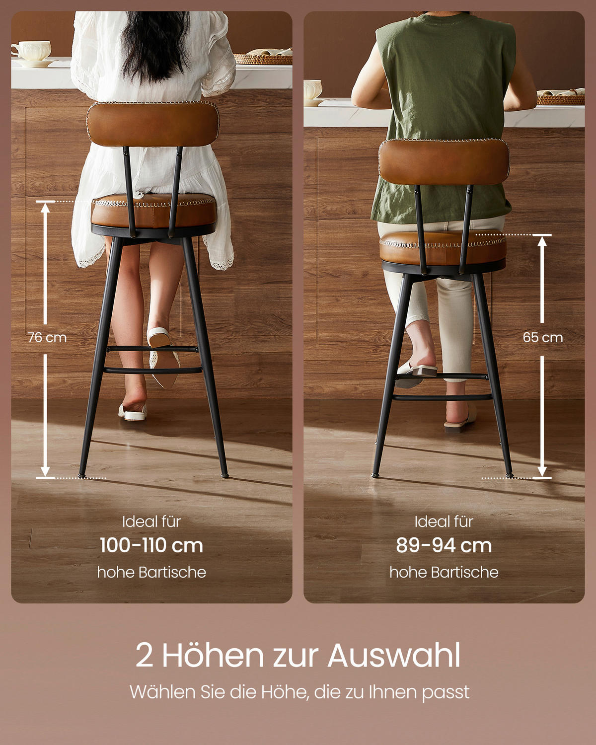 BARHOCKER-SET in Braun, Schwarz  - Schwarz/Braun, Trend, Holz/Holzwerkstoff (57/101/57cm) - Boxxx