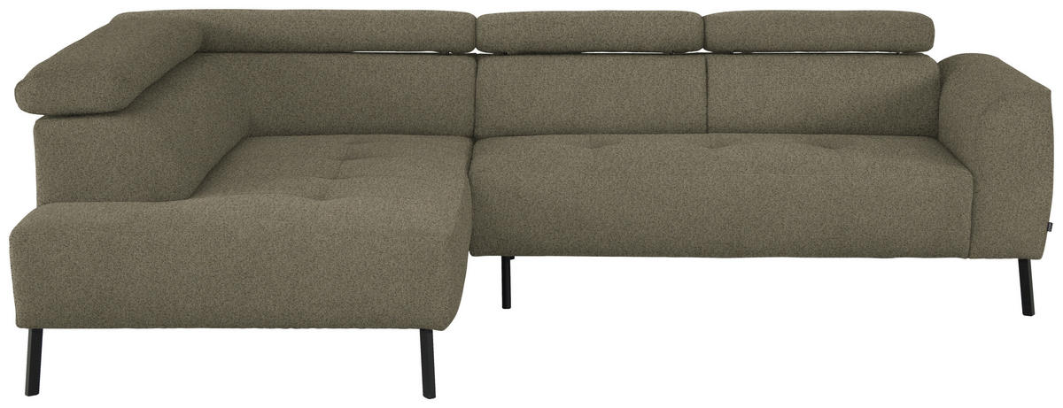 ECKSOFA in Struktur Hellbraun  205/280 cm  - Hellbraun/Schwarz, Design, Textil/Metall (205/280cm) - Xora