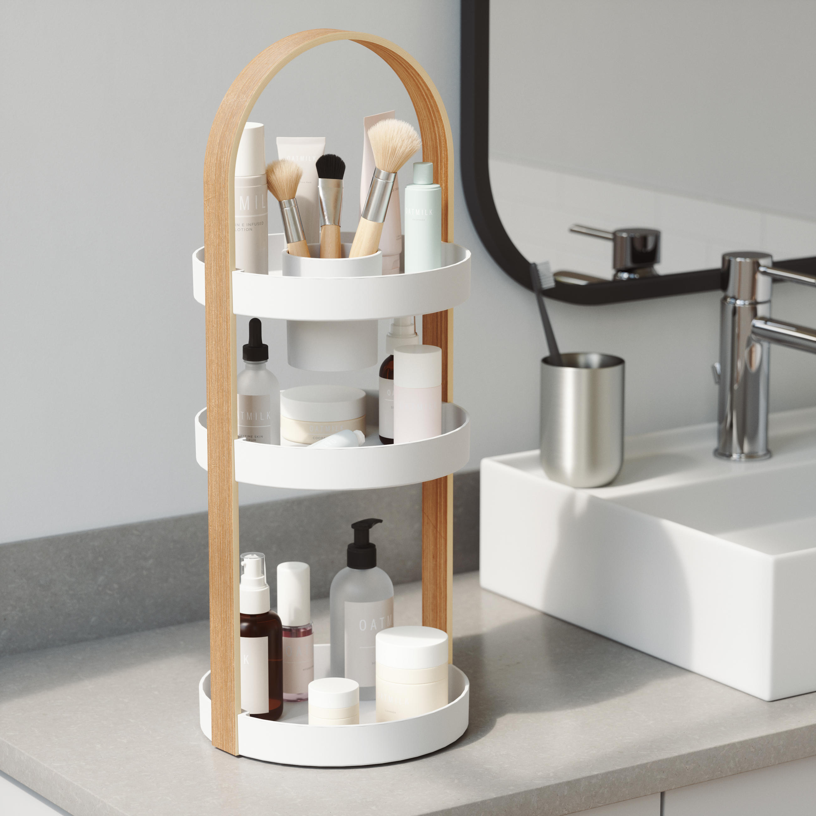 ORGANIZATOR ZA KOZMETIKU    - bela/prirodna boja, Osnovno, plastika (20/50/20cm) - Umbra