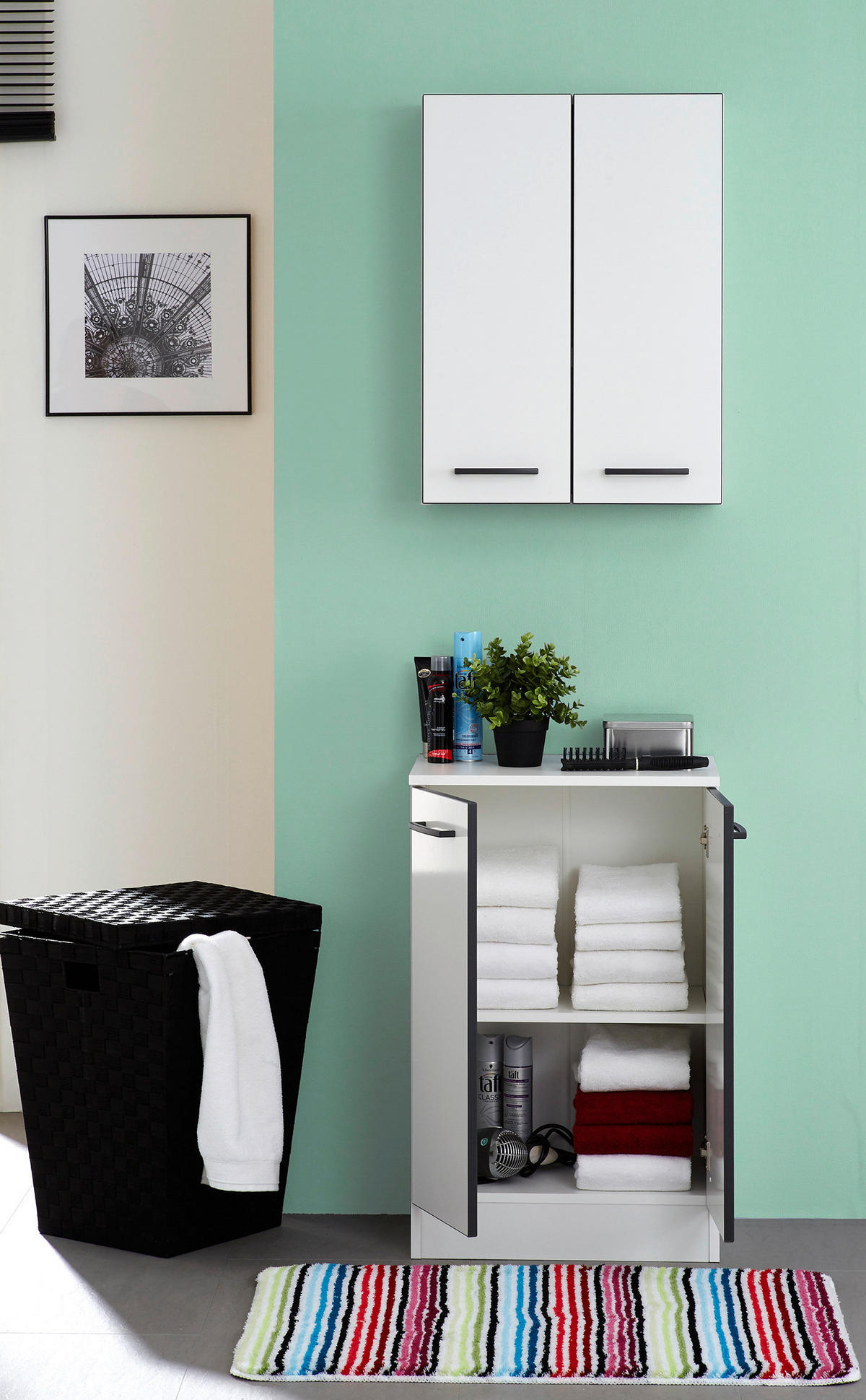 HOCHSCHRANK 30/195,5/33 cm  - Weiss/Anthrazit, Konventionell, Glas/Holzwerkstoff (30/195,5/33cm) - Xora