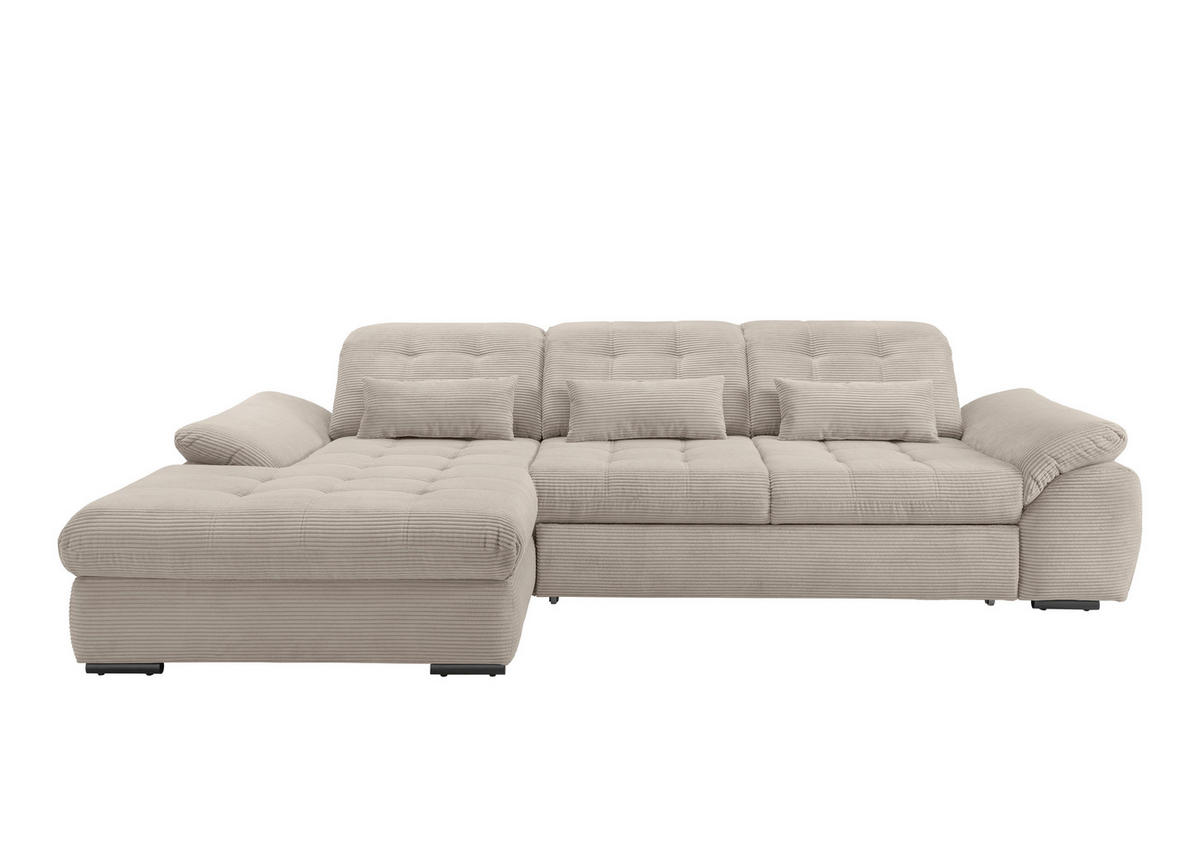 ECKSOFA in Cord Beige  - Beige/Schwarz, Modern, Textil/Metall (184/314cm) - Livetastic