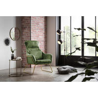 SESSEL in Samt, Velours Grün  - Messingfarben/Grün, MODERN, Textil/Metall (73/102/80cm) - Livetastic