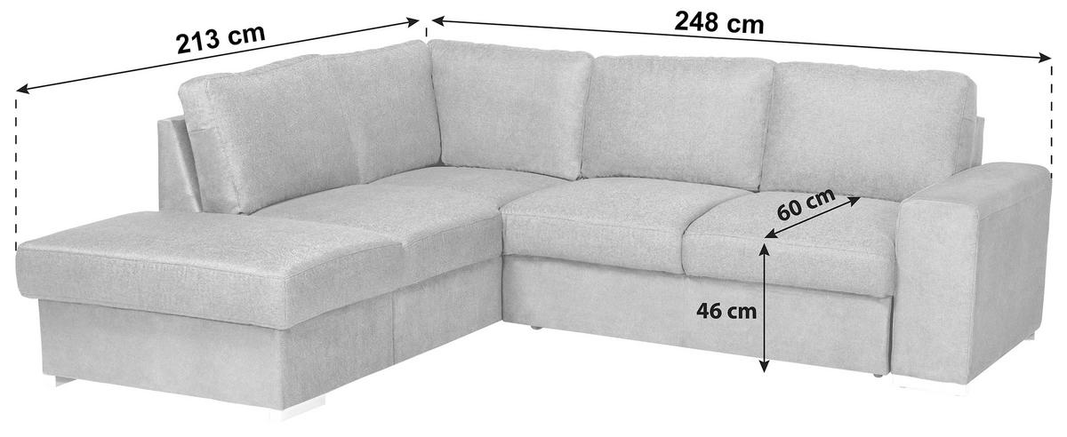ECKSOFA Cappuccino Mikrofaser  - Chromfarben/Cappuccino, KONVENTIONELL, Textil/Metall (213/248cm) - MID.YOU