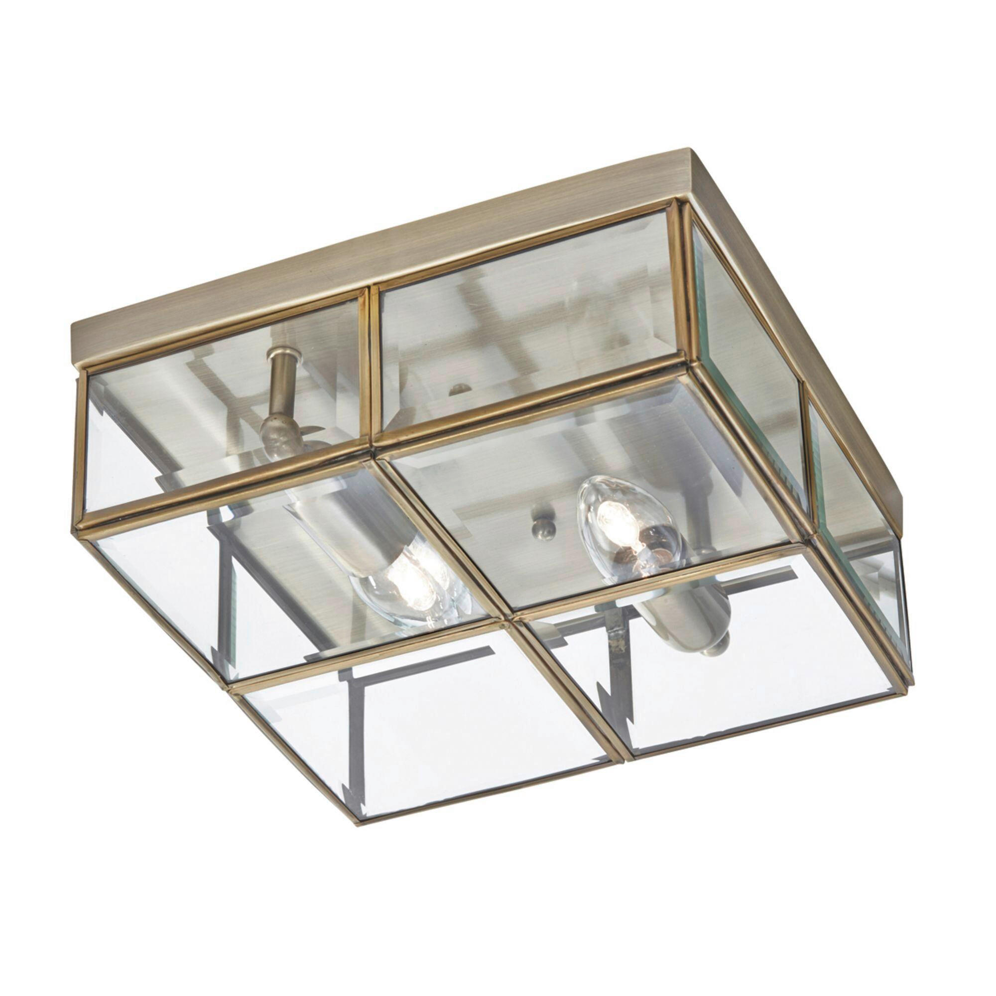 DECKENLEUCHTE    25/25/10 cm  - Messingfarben, Basics, Glas/Metall (25/25/10cm)