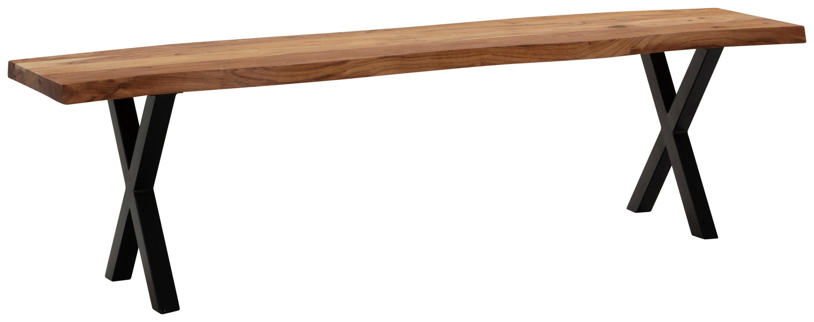 SITZBANK 180/45,5/40 cm Akaziefarben Akazie massiv Metall  - Schwarz/Akaziefarben, MODERN, Holz/Metall (180/45,5/40cm) - MID.YOU