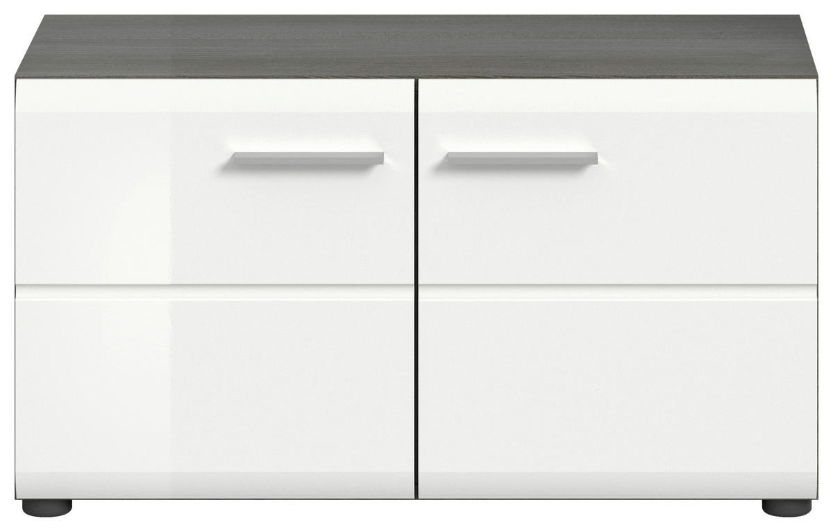 ŠATNÍ LAVICE, 80/44/37 cm - barvy stříbra/vysoce lesklá bílá, Design, kompozitní dřevo/plast (80/44/37cm) - MID.YOU
