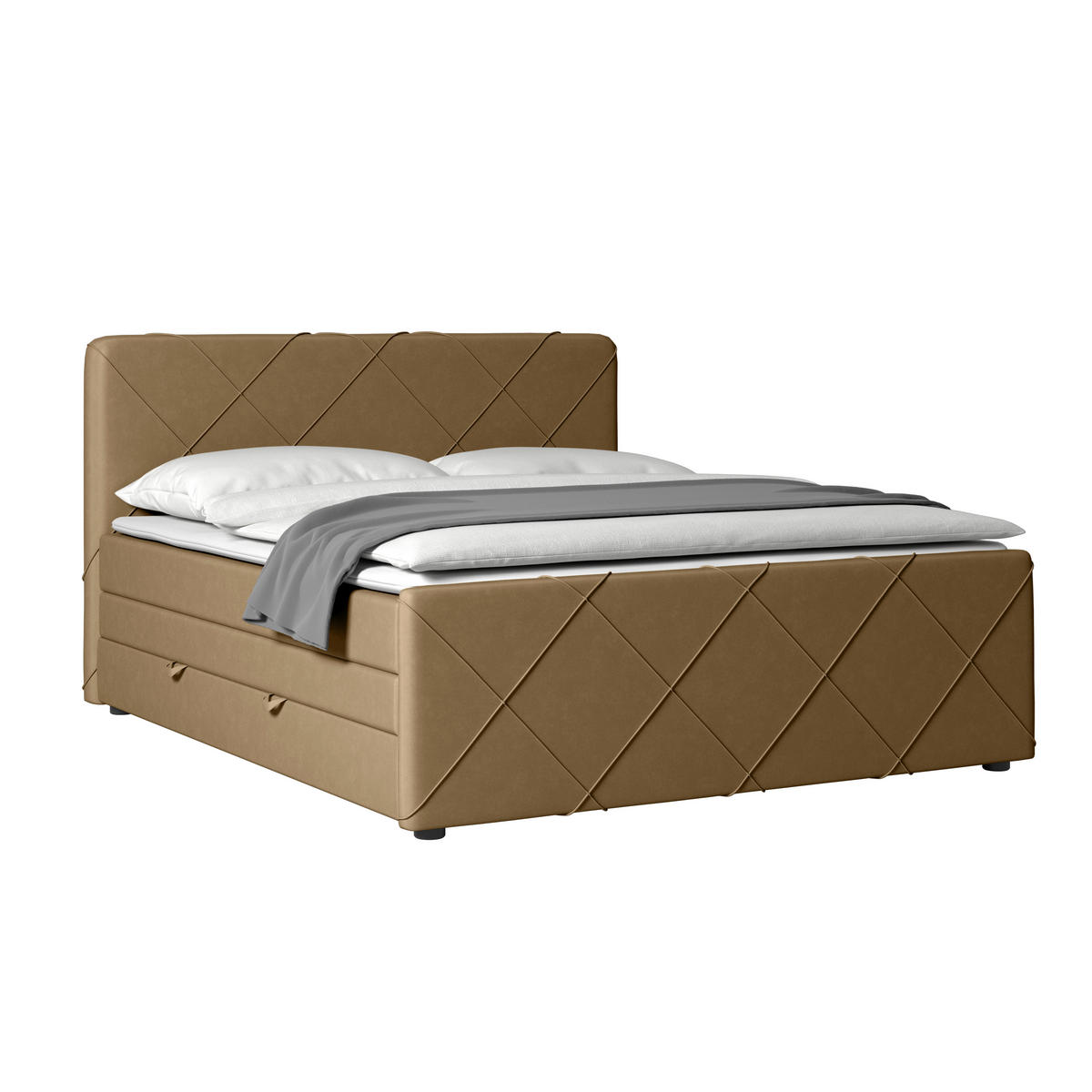 BOXSPRINGBETT 180/200 cm  in Beige  - Beige/Schwarz, Modern, Holz/Kunststoff (180/200cm) - MID.YOU
