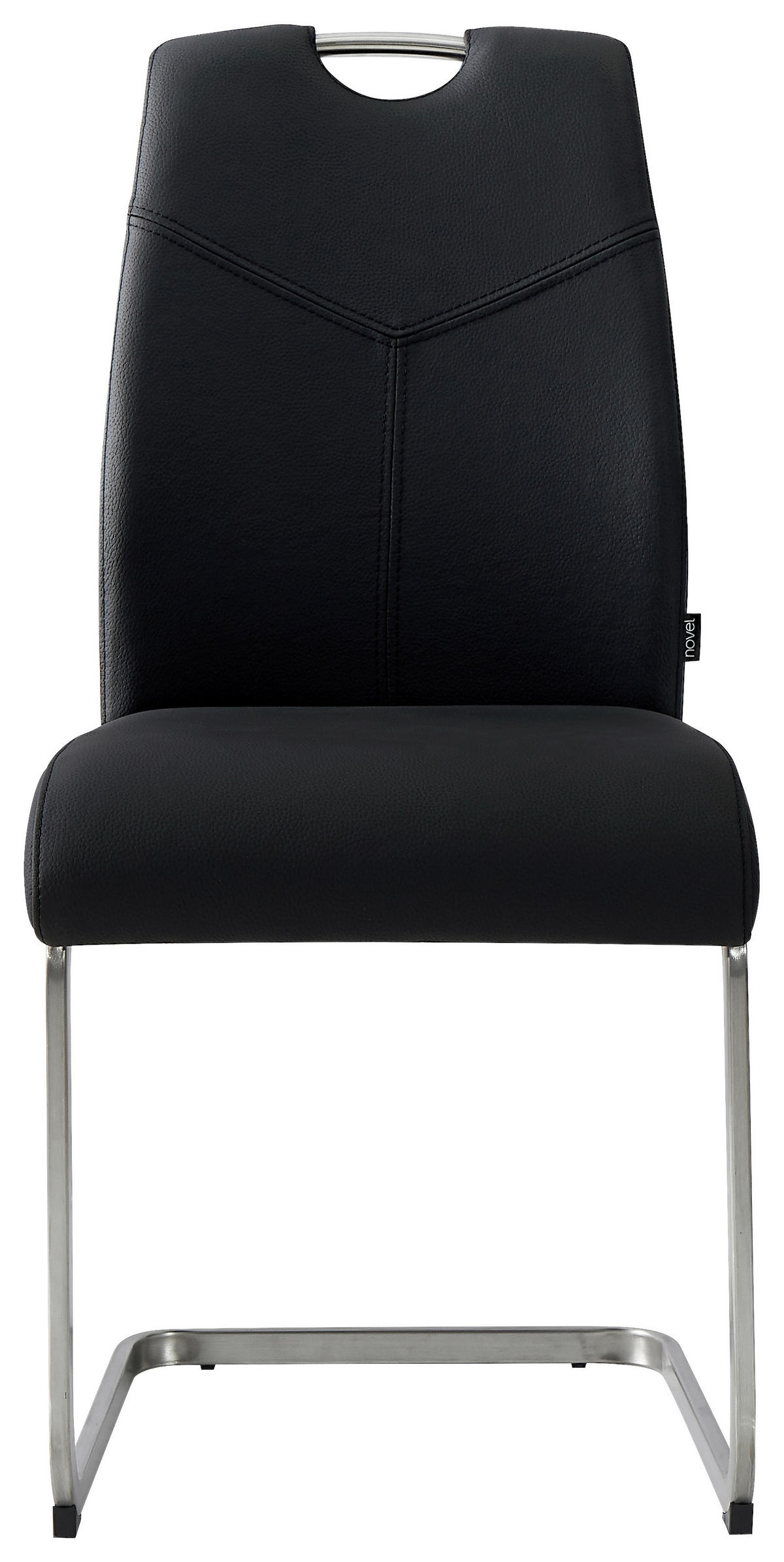 SVIKTSTOL  med handtag  äkta läder  svart, stålfärgad  - stålfärgad/svart, Design, metall/läder (44/97.5/58.5cm) - Novel