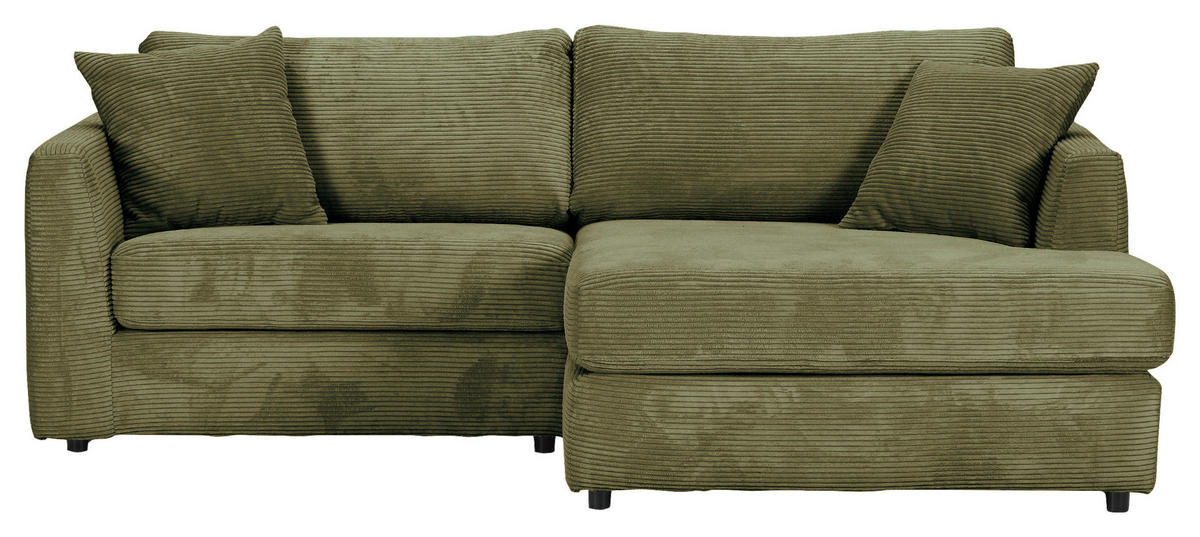 ECKSOFA Dunkelgrün Cord  - Dunkelgrün/Schwarz, KONVENTIONELL, Kunststoff/Textil (234/170cm) - Carryhome