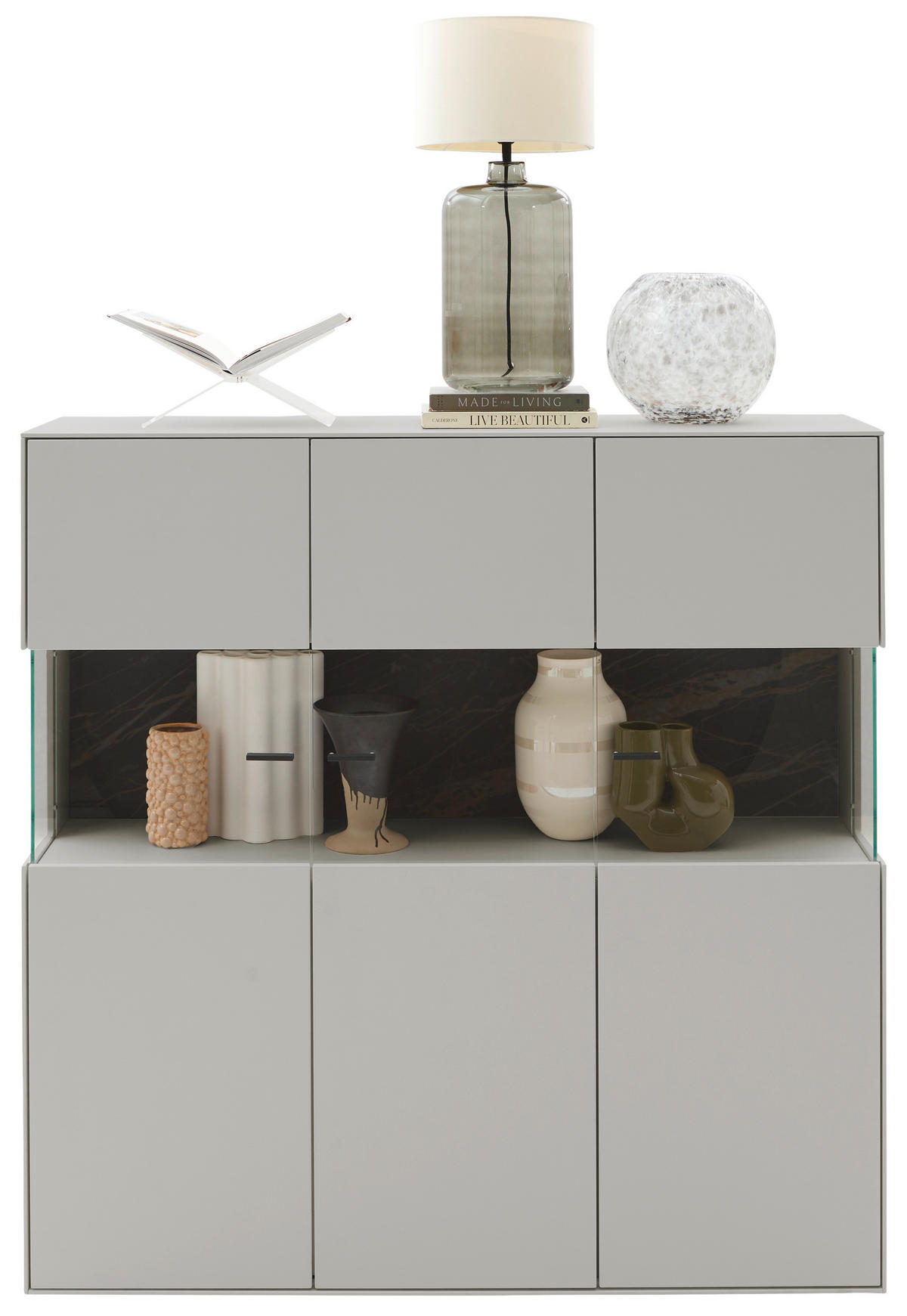 HIGHBOARD Hellgrau  121,9/121,5/45,2 cm  - Hellgrau/Schwarz, Design, Glas/Keramik (121,9/121,5/45,2cm) - Dieter Knoll