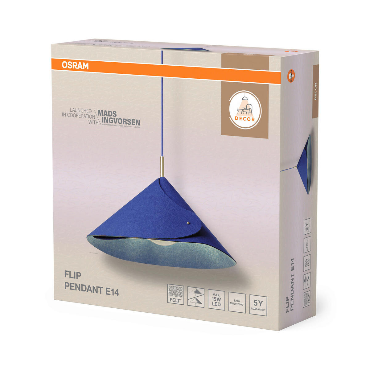 PENDELLEUCHTE 50/126,5 cm  - Blau, Basics, Textil/Metall (50/126,5cm) - Osram