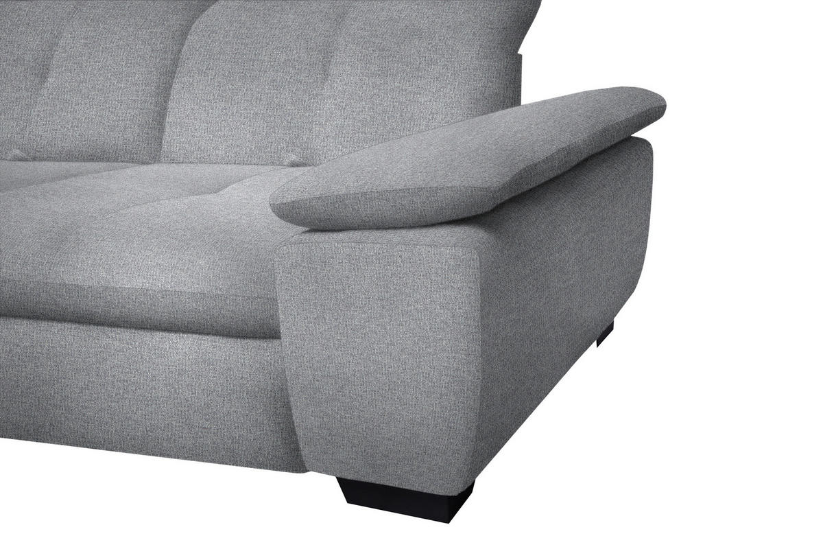 ECKSOFA Grau Flachgewebe  - Schwarz/Grau, Design, Textil/Metall (313/242cm) - Xora