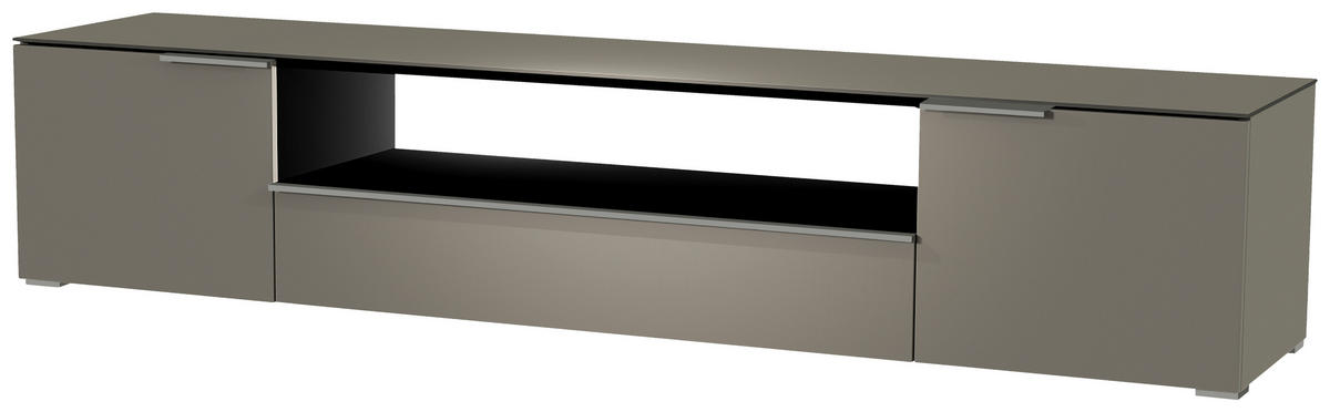 LOWBOARD Grau, Alufarben  210/43/45 cm  - Alufarben/Grau, Design, Glas/Holzwerkstoff (210/43/45cm) - Moderano