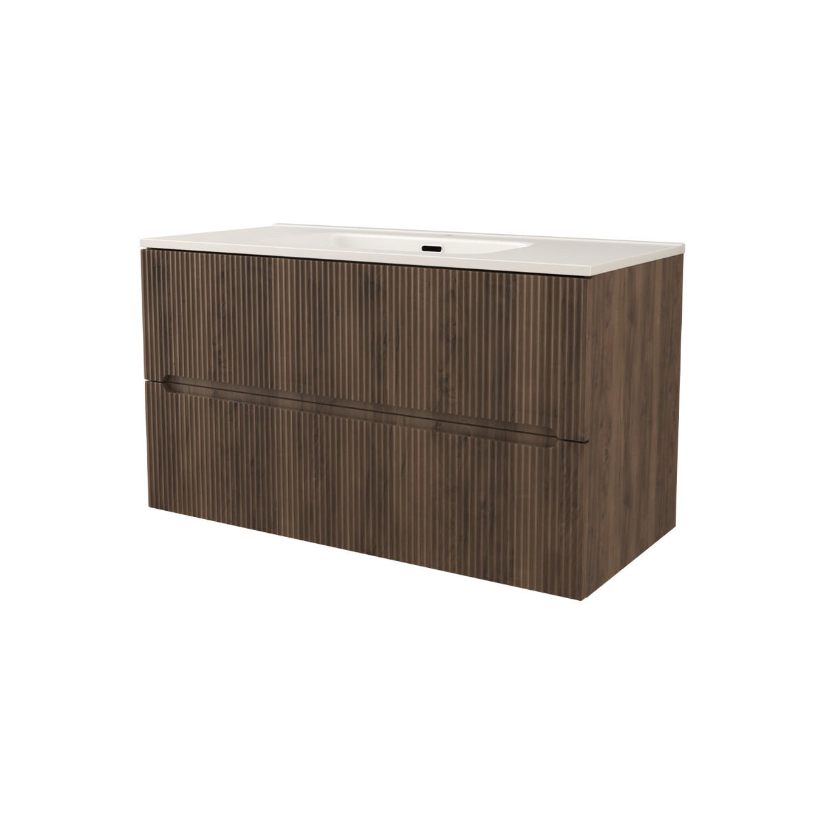 MOSDÓ ALSÓSZEKRÉNY 100/55/45,6 cm  - fehér/dió, Basics, műanyag/faalapú anyag (100/55/45,6cm) - Welnova