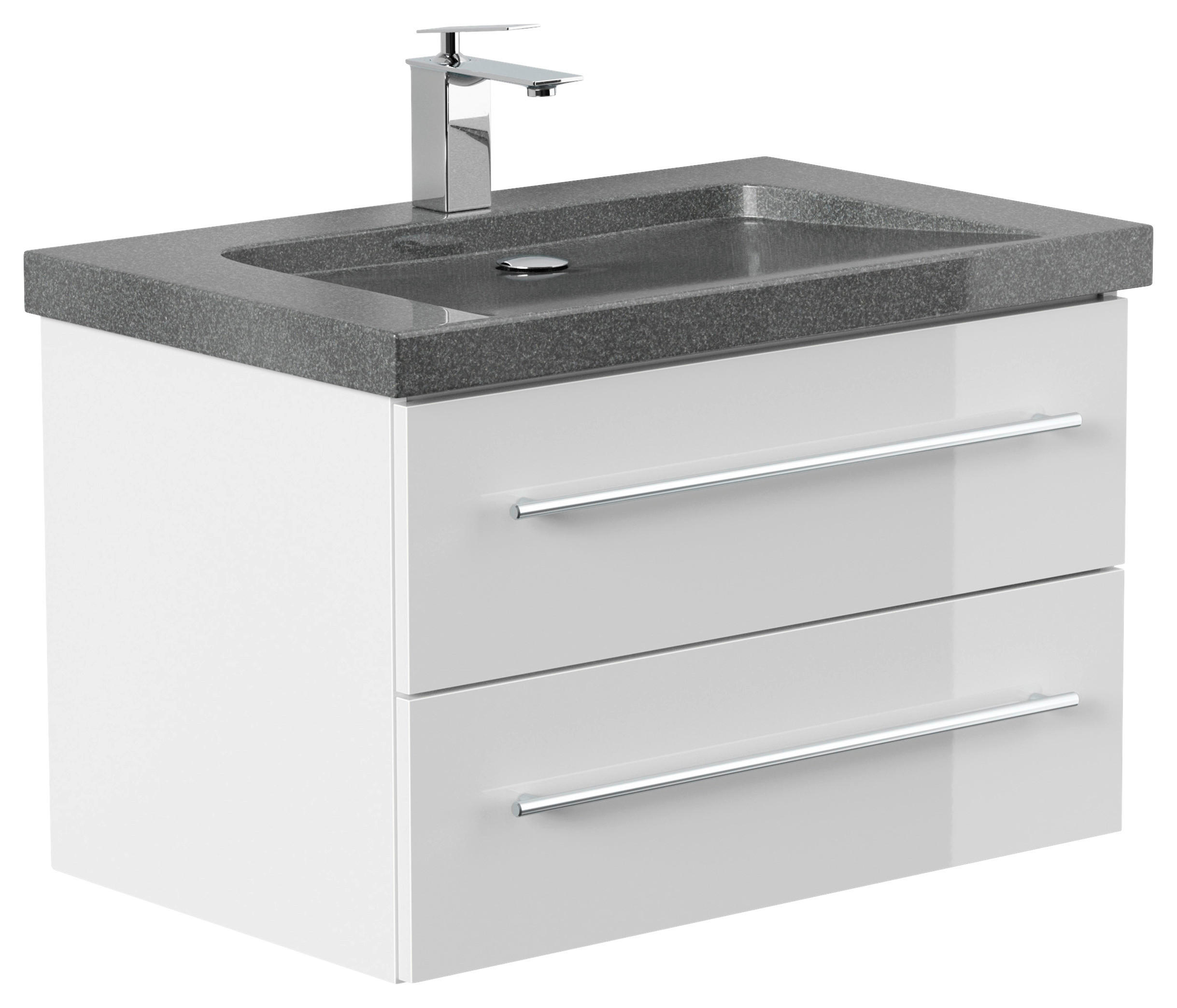 WASCHTISCHKOMBI 75 cm  - Weiß Hochglanz, Basics, Holzwerkstoff/Stein (75cm) - MID.YOU