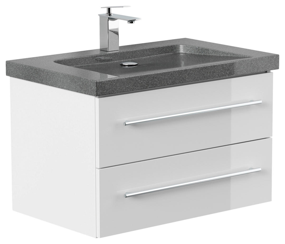 WASCHTISCHKOMBI 75 cm  - Weiß Hochglanz, Basics, Holzwerkstoff/Stein (75cm) - MID.YOU