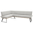 ECKBANK 183/243 cm  in Schwarz, Eichefarben, Beige  - Eichefarben/Beige, Design, Holz/Textil (183/243cm) - Voleo