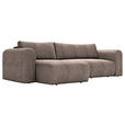 ECKSOFA Braun Cord  - Schwarz/Braun, MODERN, Kunststoff/Textil (150/245cm) - Carryhome