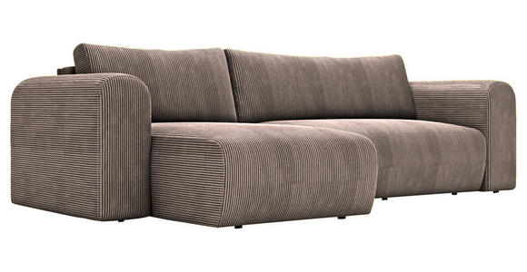 ECKSOFA in Cord Braun  - Schwarz/Braun, MODERN, Kunststoff/Textil (150/245cm) - Carryhome