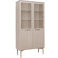 VITRINSKÅP  i faner, delar i massivt trä ek vit, ekfärgad  - vit/ekfärgad, Design, metall/glas (95/190/41cm) - Best Price