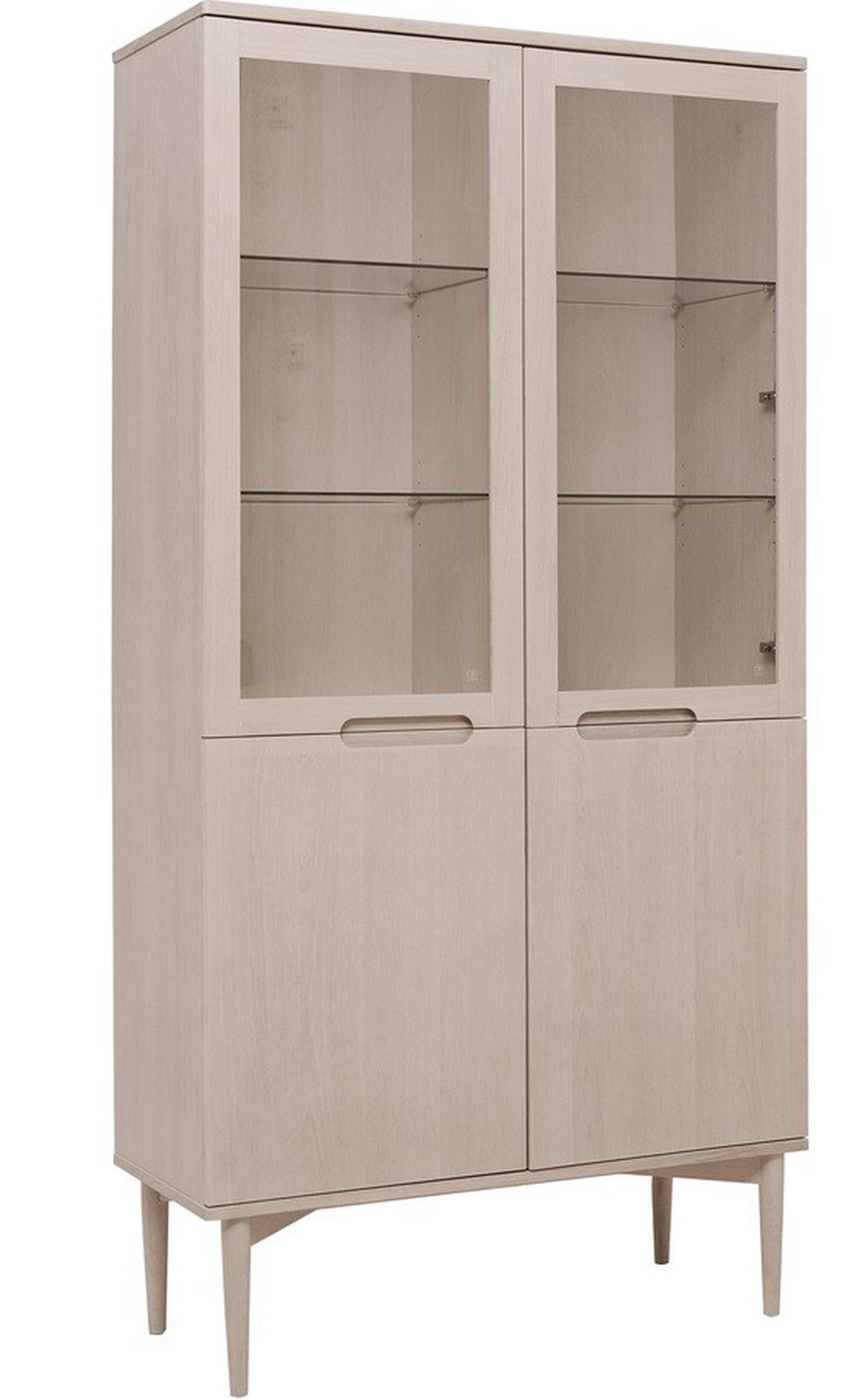 VITRINSKÅP  i faner, delar i massivt trä ek vit, ekfärgad  - vit/ekfärgad, Design, metall/glas (95/190/41cm) - Best Price