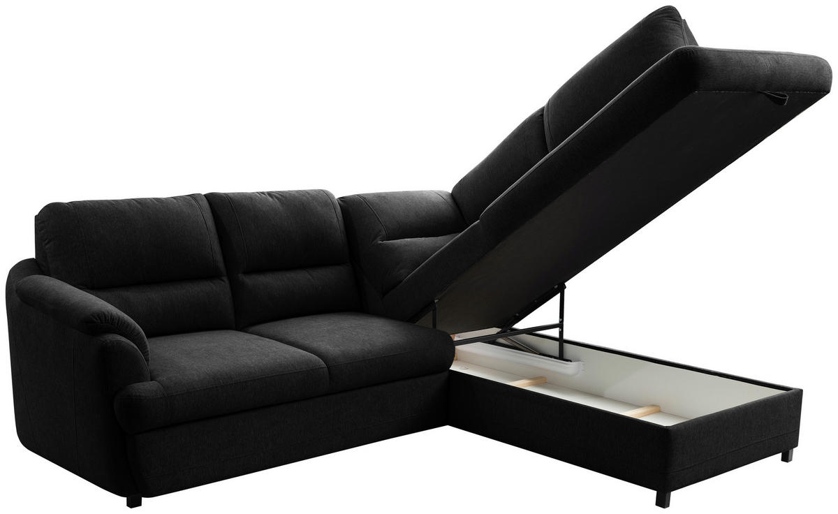 ECKSOFA Graphitfarben  - Greige/Schwarz, Basics, Holz/Textil (240/200cm) - MID.YOU