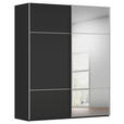 SCHWEBETÜRENSCHRANK 201/223/68 cm 2-türig Schwarz  - Alufarben/Schwarz, KONVENTIONELL, Glas/Holzwerkstoff (201/223/68cm) - Novel
