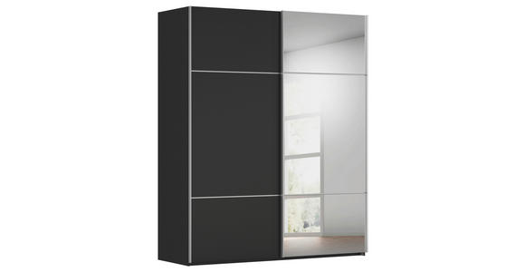 SCHWEBETÜRENSCHRANK 201/223/68 cm 2-türig Schwarz - Alufarben/Schwarz, KONVENTIONELL, Glas/Holzwerkstoff (201/223/68cm) - Novel