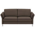 3-SITZER-SOFA Latina in Echtleder Dunkelbraun   - Dunkelbraun/Alufarben, Design, Leder/Metall (190/82/99cm) - Dieter Knoll