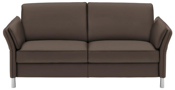 3-SITZER-SOFA Latina in Echtleder Dunkelbraun   - Dunkelbraun/Alufarben, Design, Leder/Metall (190/82/99cm) - Dieter Knoll