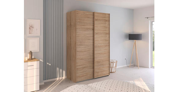 SCHWEBETÜRENSCHRANK  in Sonoma Eiche  - Sonoma Eiche, Design, Holzwerkstoff/Kunststoff (137/223/68cm) - Novel