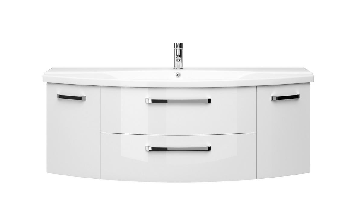 MOSDÓ ALSÓSZEKRÉNY 140/49,2/48 cm  - króm/magasfényű fehér, Basics, faalapú anyag/Üveg (140/49,2/48cm) - Sadena