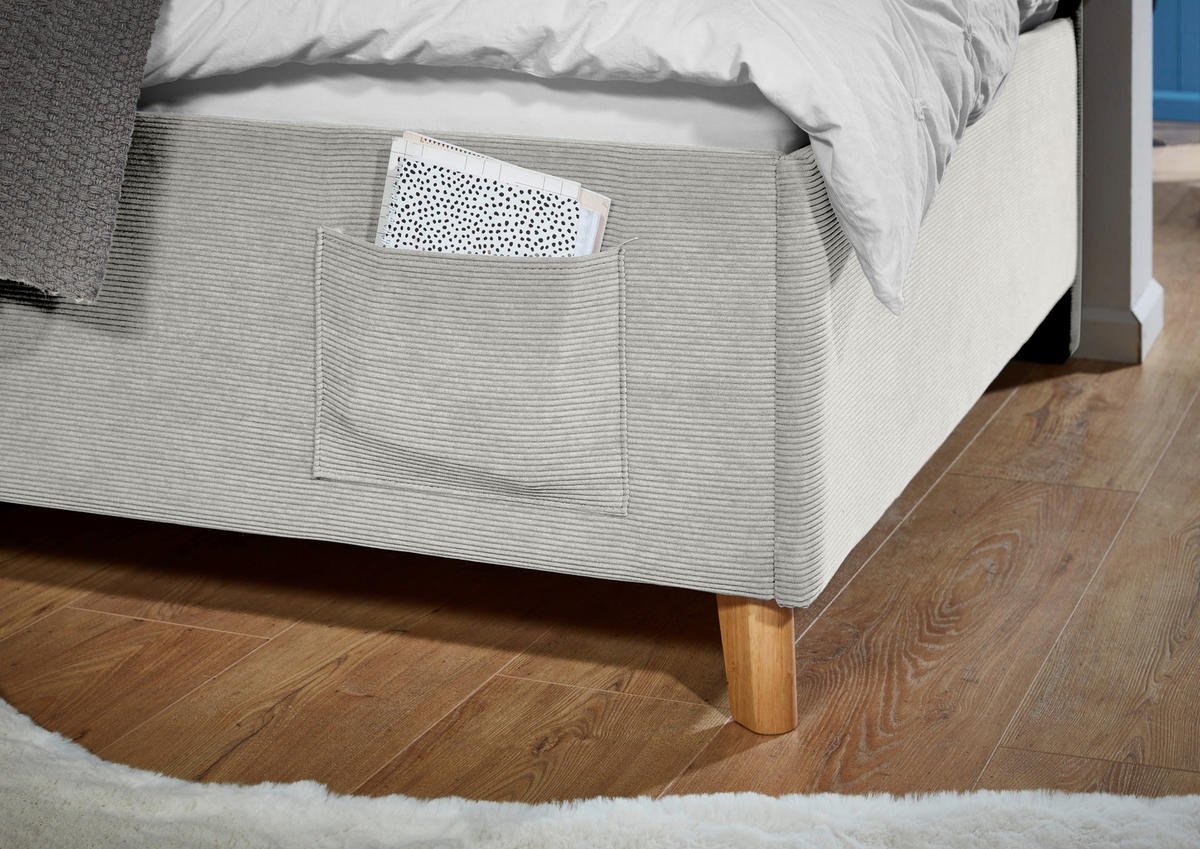 POLSTERLIEGE in Cord Beige  - Eichefarben/Beige, Konventionell, Holz/Textil (140/200cm) - Stylife