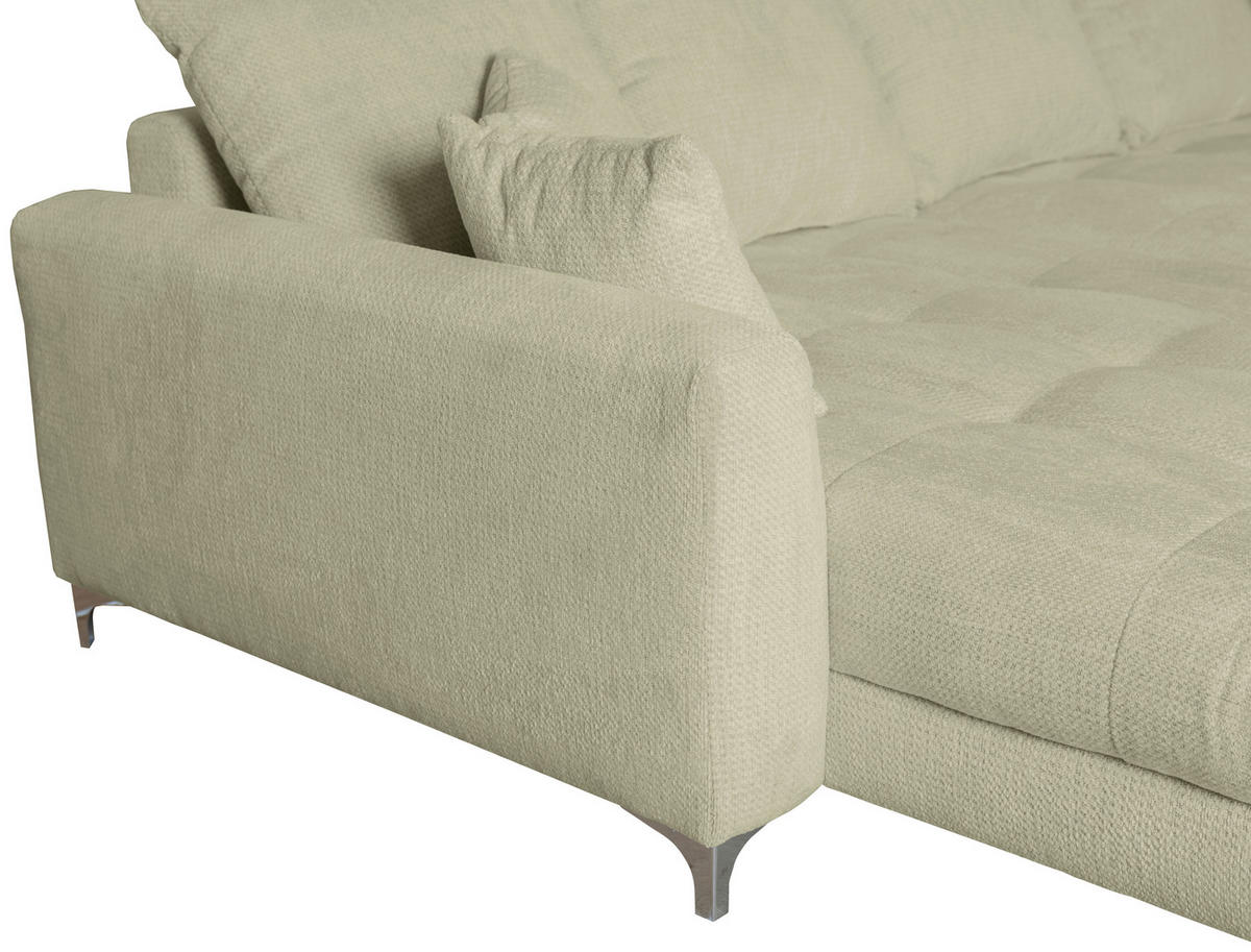 ECKSOFA Beige Chenille  - Chromfarben/Beige, KONVENTIONELL, Textil/Metall (227/329cm) - Carryhome