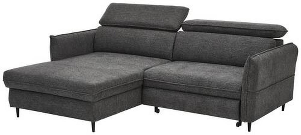ECKSOFA inkl. Funktionen Graphitfarben Struktur  - Schwarz/Graphitfarben, Design, Holz/Textil (185/232cm) - Stylife