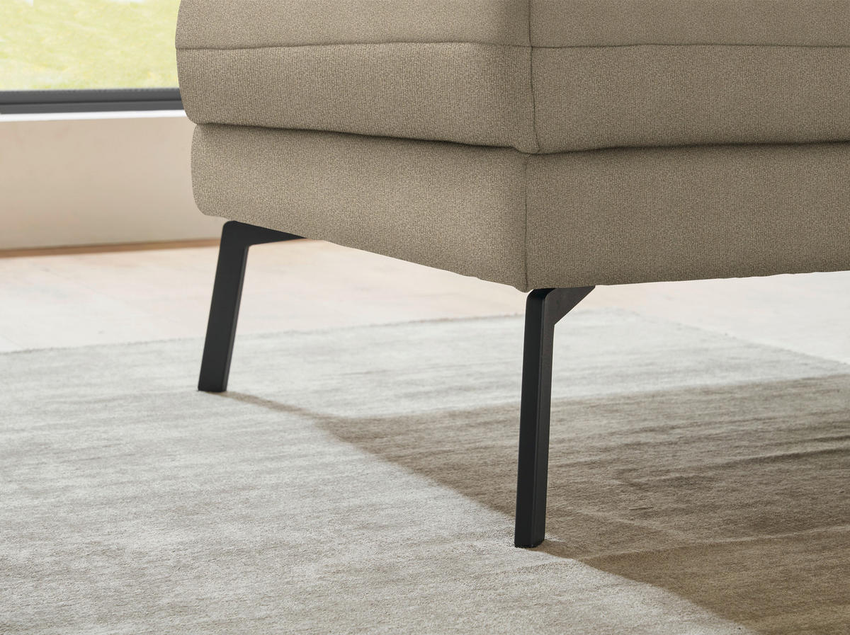 ECKSOFA  in Flachgewebe Hellbraun  175-224/255-365 cm  - Hellbraun/Schwarz, Design, Textil/Metall (175-224/255-365cm) - Dieter Knoll