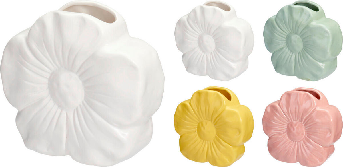 VÁZA  - sárga/pink, Basics, kerámia (14cm)