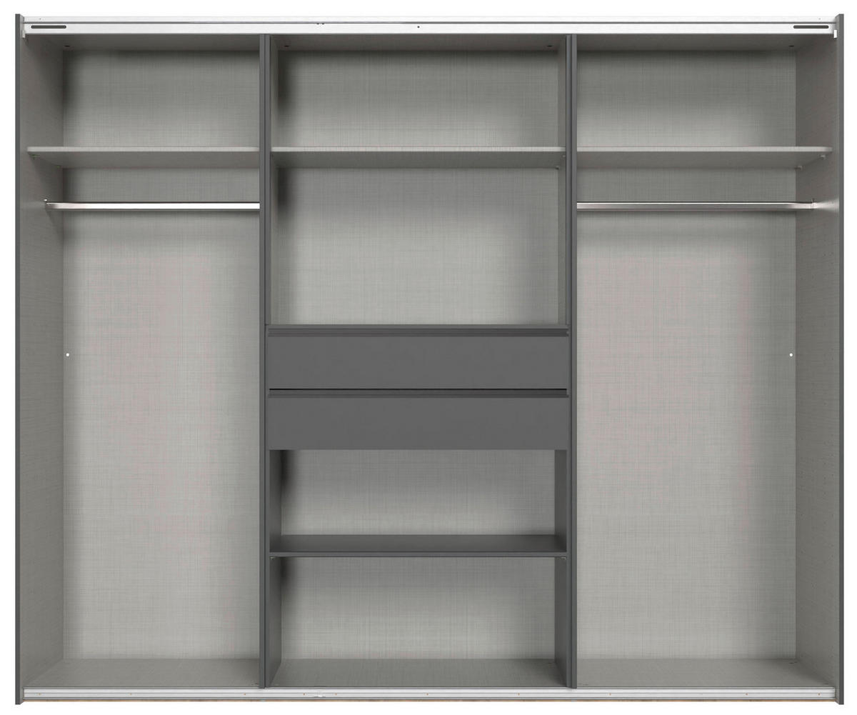 KLEIDERSCHRANK 250/216/65 cm,  in Graphitfarben, 6-türig  - Schwarz/Graphitfarben, Design, Holzwerkstoff/Metall (250/216/65cm) - Stylife