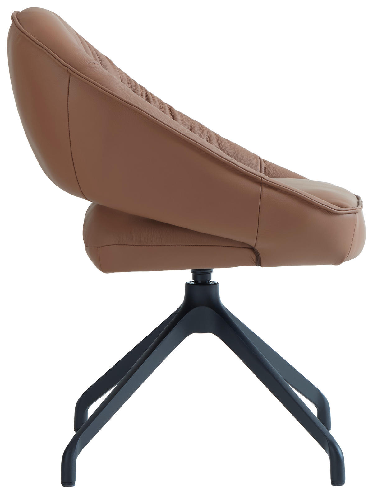 ARMLEHNSTUHL  Sitzfläche 360° drehbar, automatische Rückholfunktion  Echtleder  Schwarz, Cognac  - Cognac/Schwarz, Design, Leder/Metall (60/81/63.5cm) - Dieter Knoll