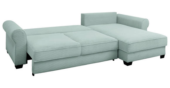ECKSOFA Salbeigrün Cord  - Salbeigrün/Schwarz, KONVENTIONELL, Kunststoff/Textil (318/197cm) - Hom`in