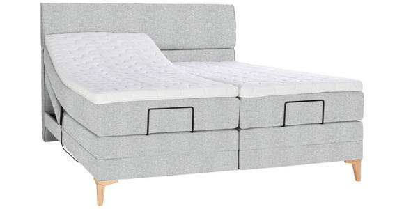 BOXSPRINGBETT 200/200 cm  in Hellgrau  - Eichefarben/Hellgrau, KONVENTIONELL, Holz/Textil (200/200cm) - Voleo