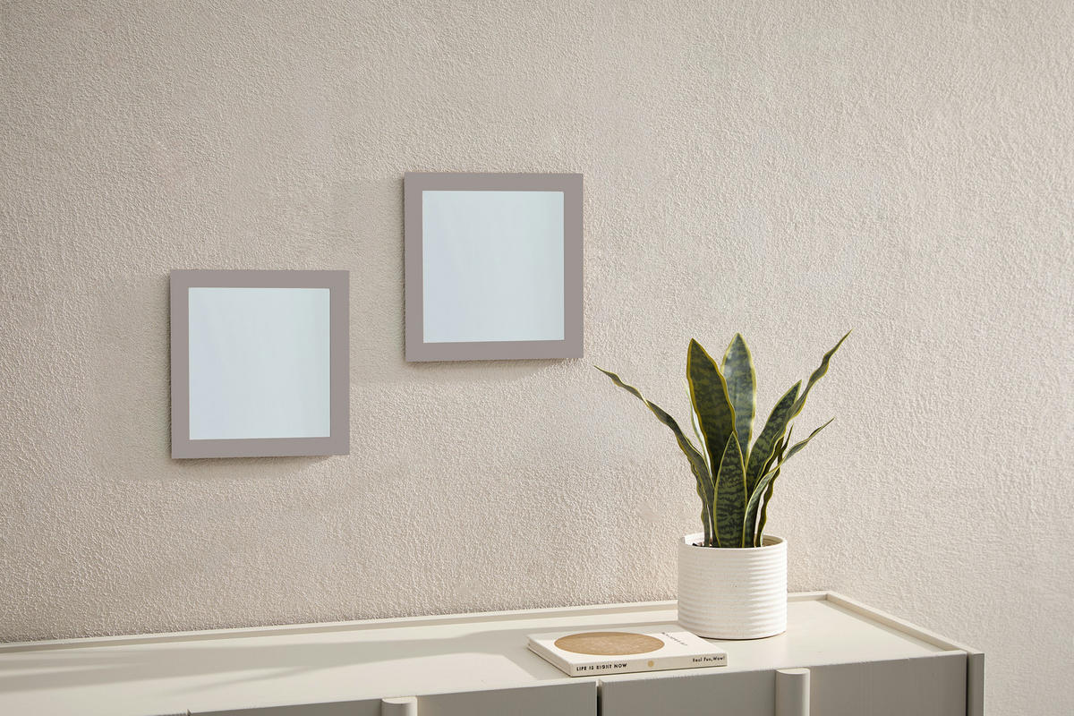 SPIEGELSET 25/25/0,43 cm  - Kaschmir/Greige, Design, Glas/Holzwerkstoff (25/25/0,43cm) - Carryhome