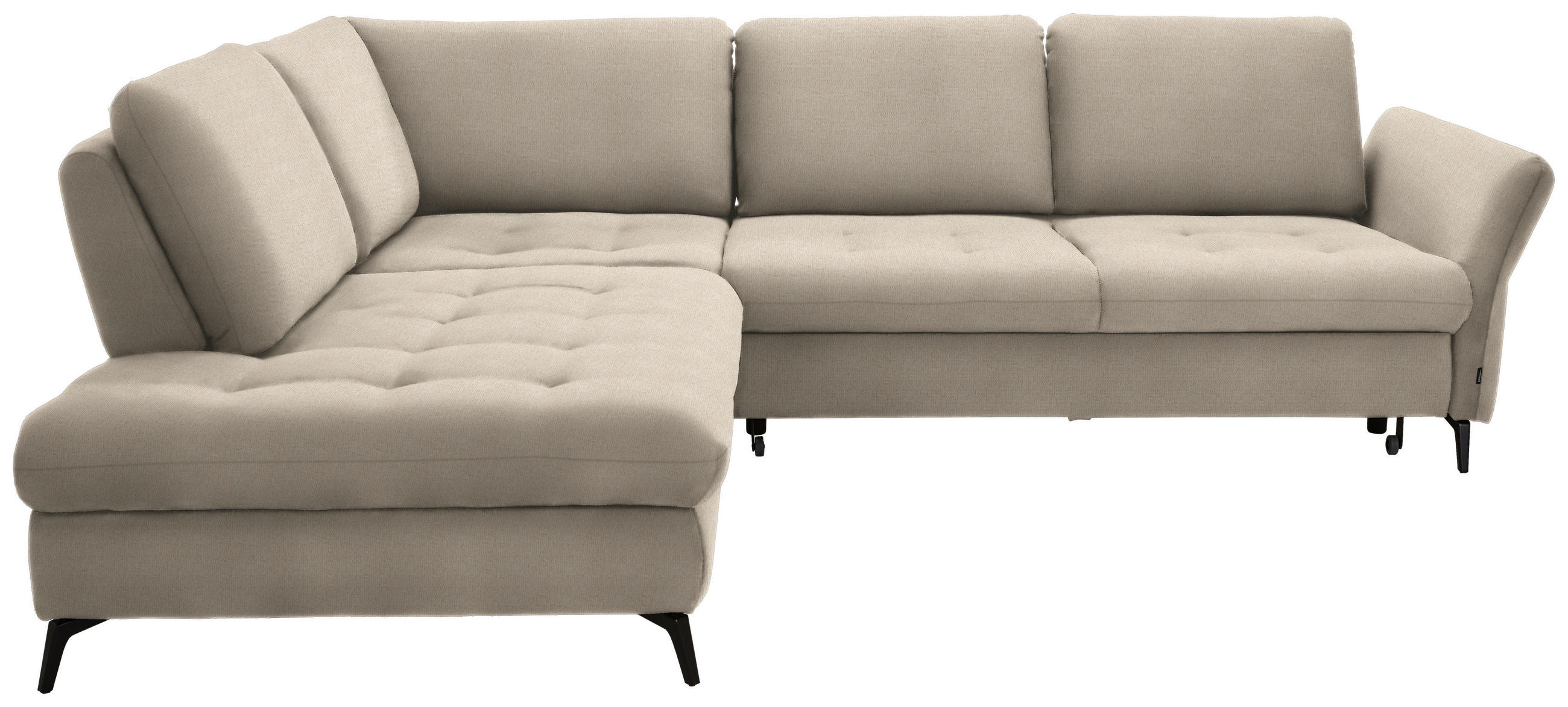 ECKSOFA in Chenille Beige  233/288 cm  - Beige/Schwarz, Natur, Textil/Metall (233/288cm) - Valnatura