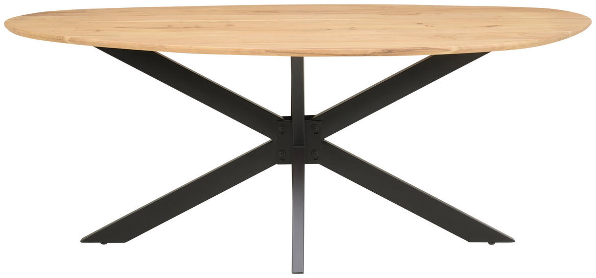 ESSTISCH Akazie massiv organisch Schwarz, Akaziefarben  - Schwarz/Akaziefarben, MODERN, Holz/Metall (200/100/76cm) - MID.YOU