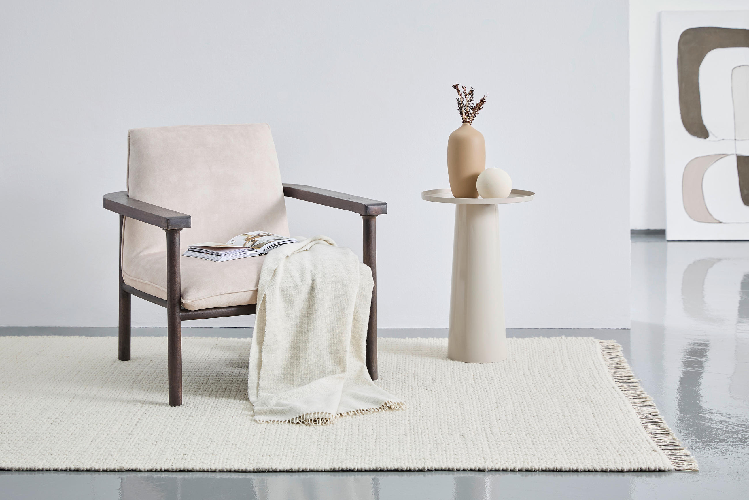 SESSEL in Struktur Walnussfarben  - Walnussfarben/Creme, Design, Holz/Textil (74/76/75cm) - Livetastic