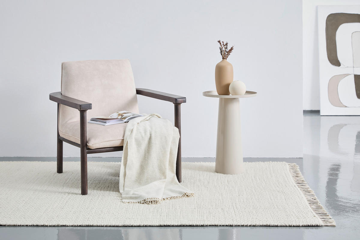SESSEL in Struktur Walnussfarben  - Walnussfarben/Creme, Design, Holz/Textil (74/76/75cm) - Livetastic