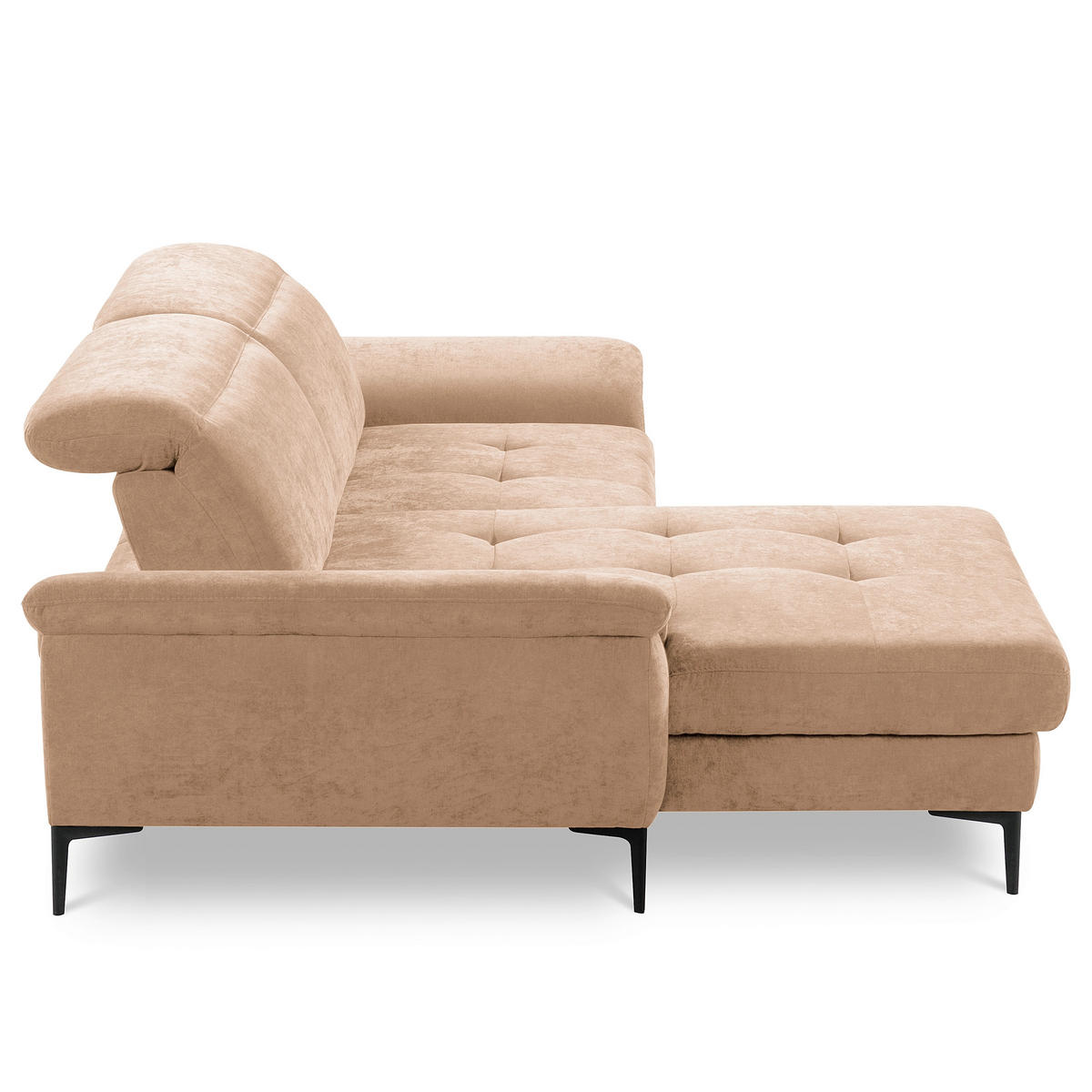 ECKSOFA 195/268 cm PRADO in Webstoff Rotbraun Bettkasten, Kopfteilverstellung, Sitztiefenverstellung  195/268 cm  - Rotbraun/Schwarz, Design, Textil/Metall (195/268cm) - Livetastic