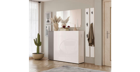 SCHUHSCHRANK  in 145/113/34 cm  - Schwarz/Weiß, Design, Glas/Holzwerkstoff (145/113/34cm) - Voleo